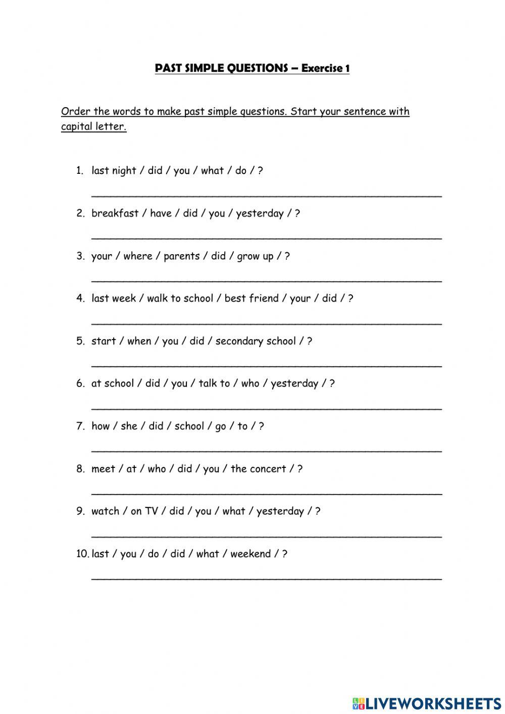 25 Past Tense Questions
