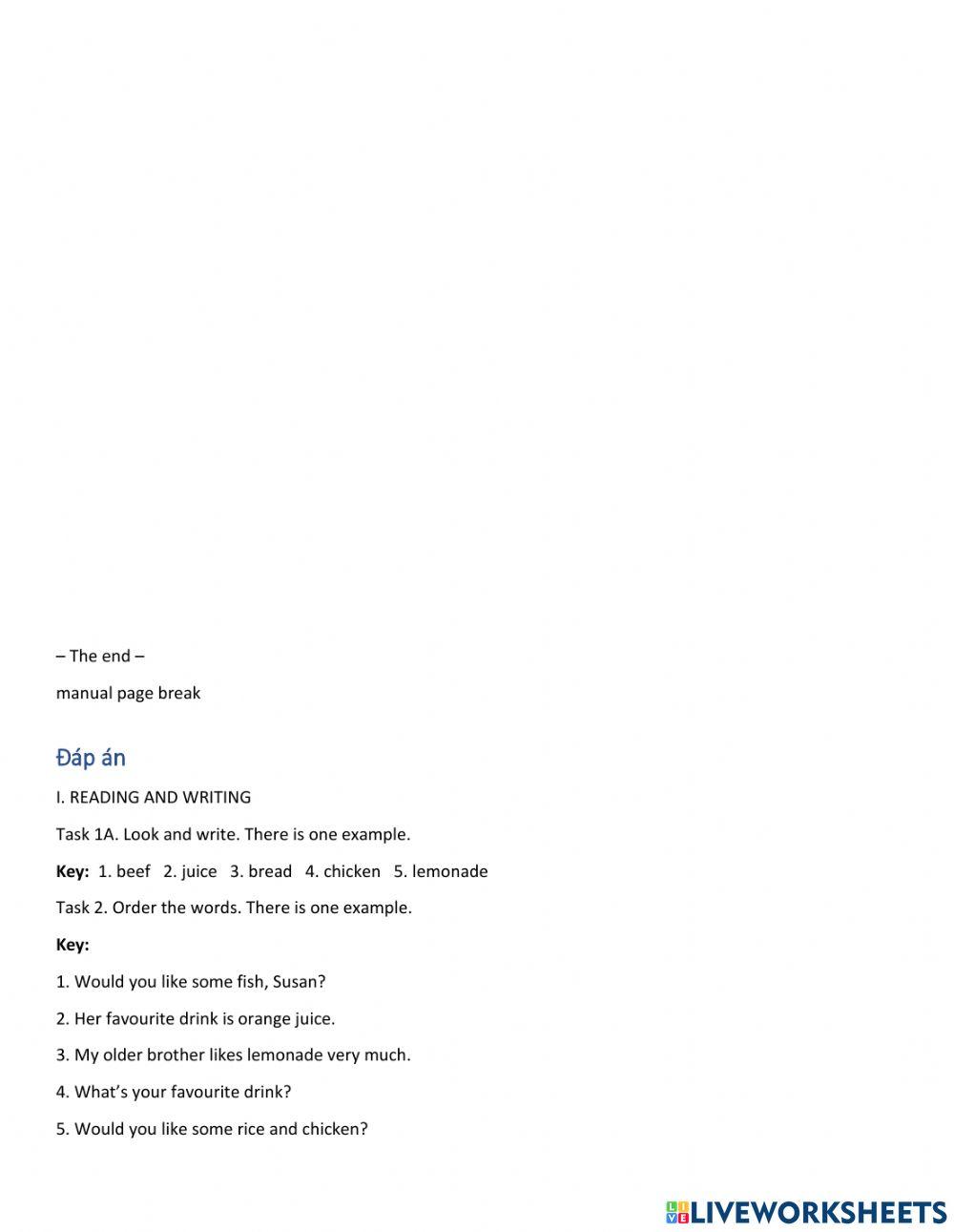 Tieng Anh 4 Unit 13 hw 2