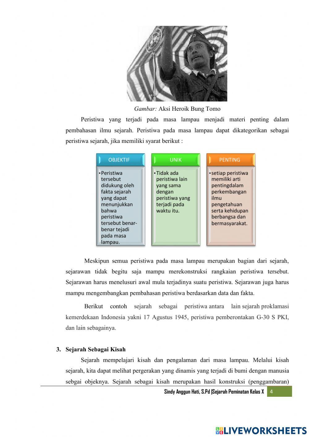 Sejarah Sebagai Ilmu, Peristiwa, Kisah, Seni