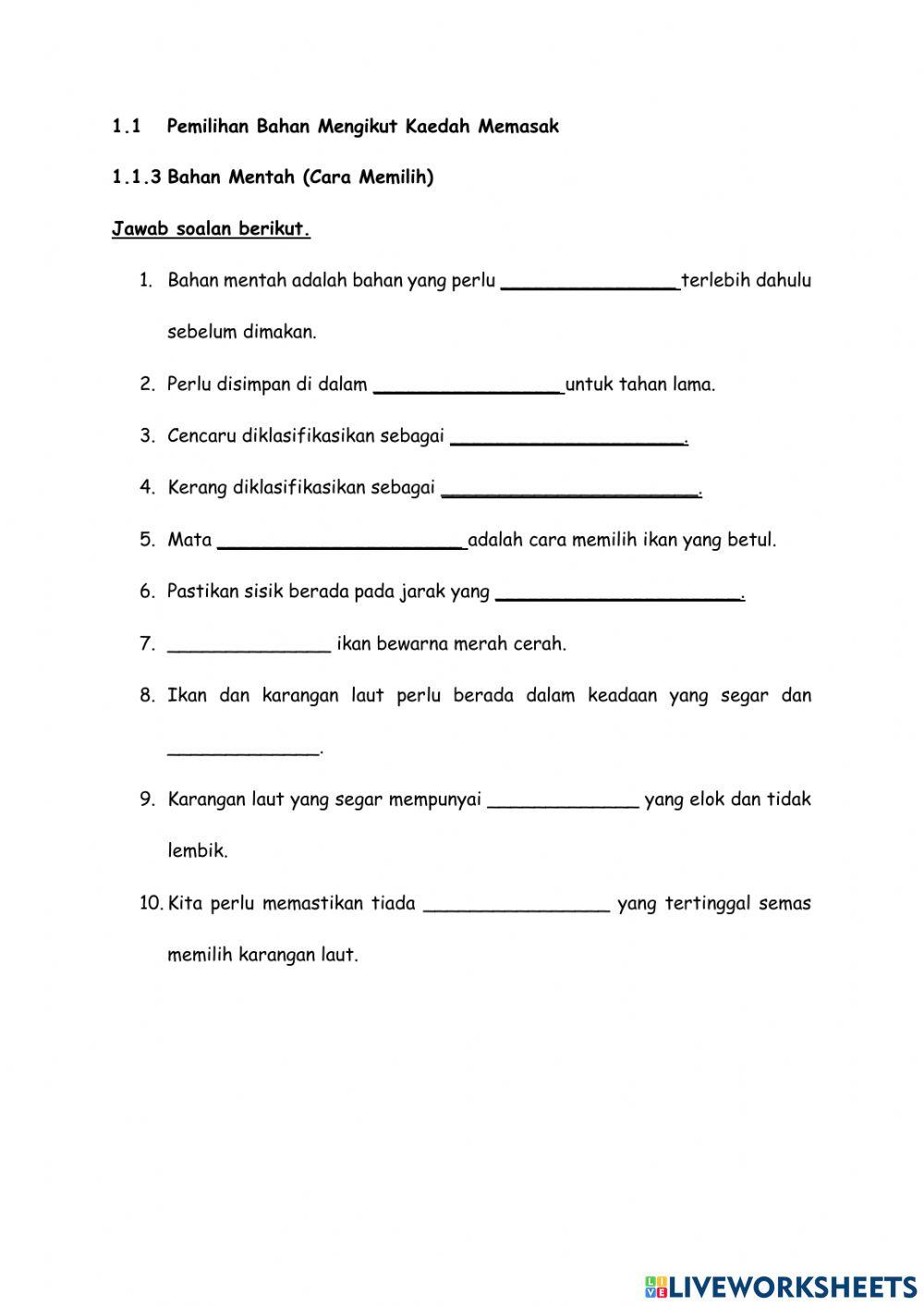 Bahan Mentah (Cara Memilih)