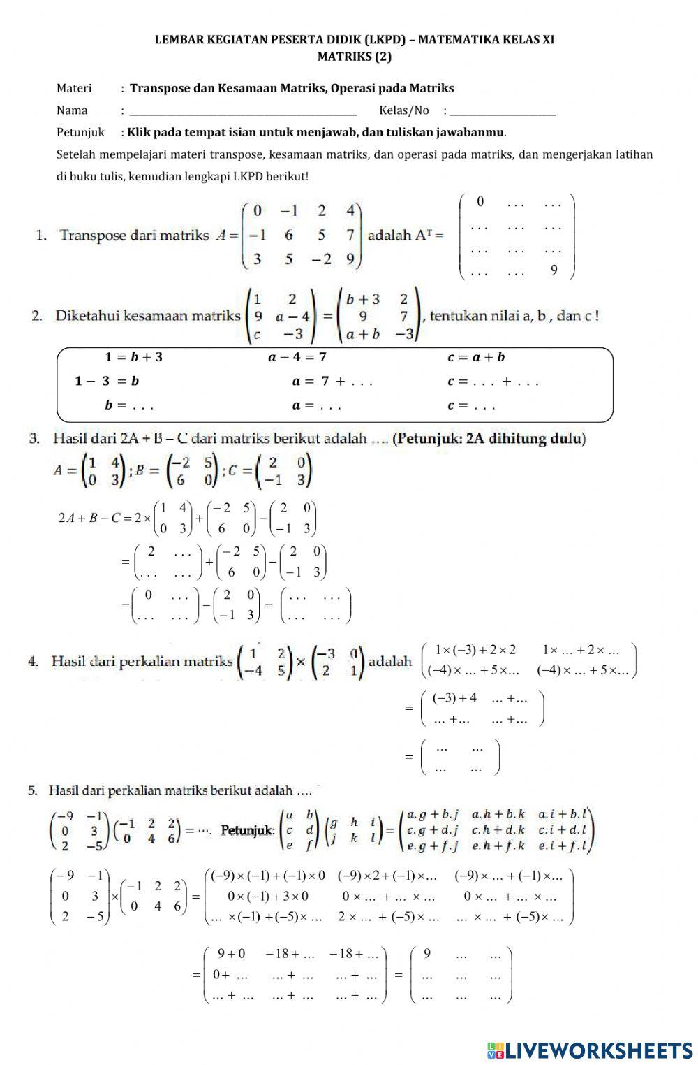 LKPD Matriks (2) LKPD Matriks (2)