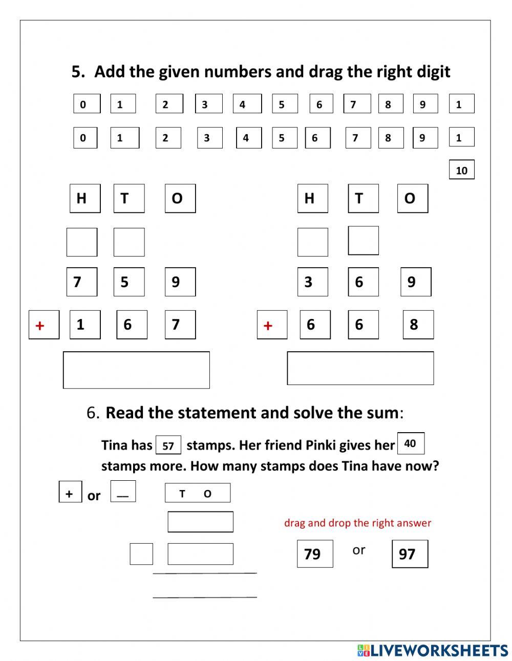 Worksheet of math