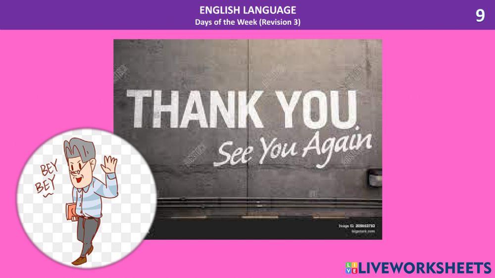 Days of the Week (Revision 3) Writing sentences