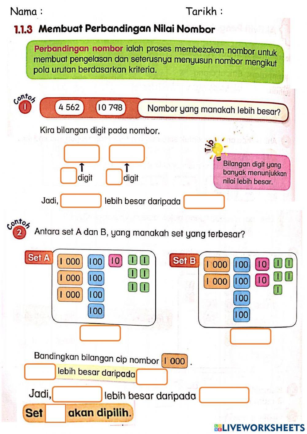 1.1.3 Membuat Perbandingan Nombor
