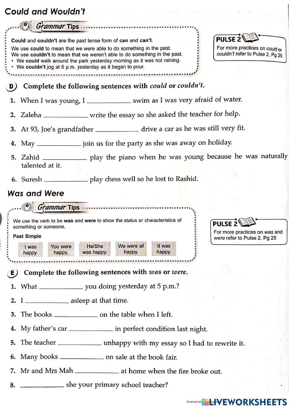 Could-couldn't, was-were