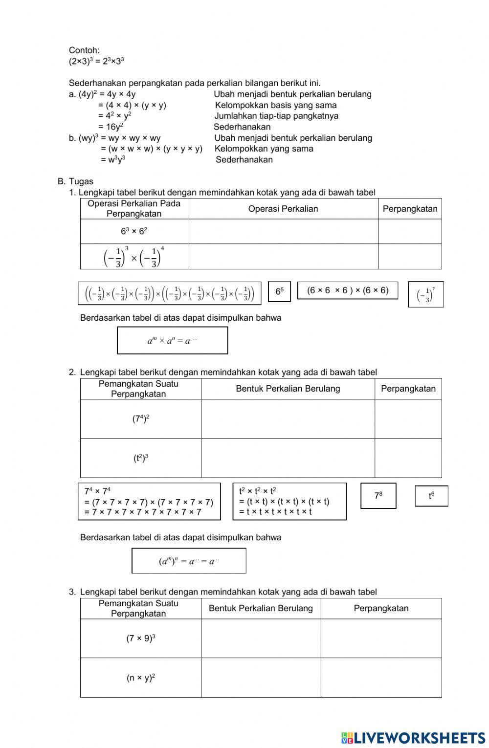 Perkalian pada perpangkatan