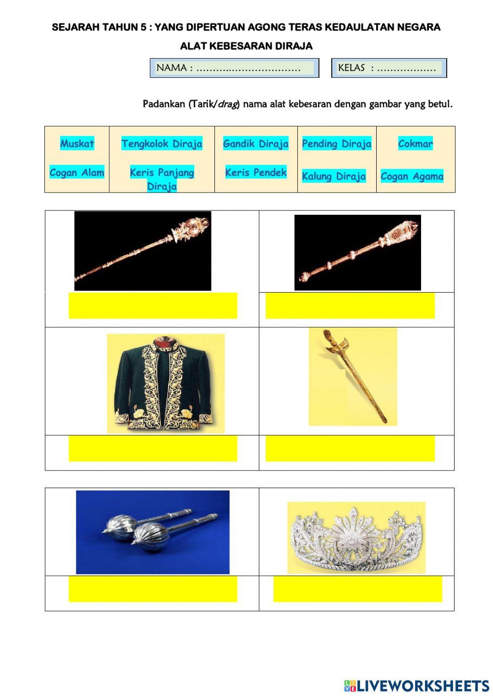 Sejarah tahun 5: alat kebesaran diraja