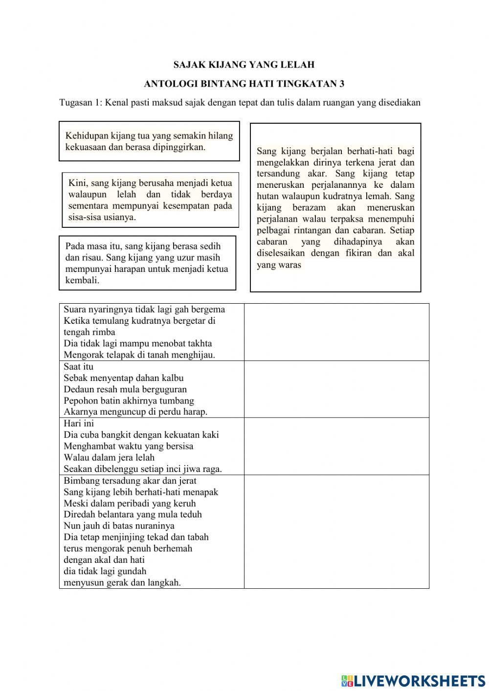 Sajak kijang yang lelah