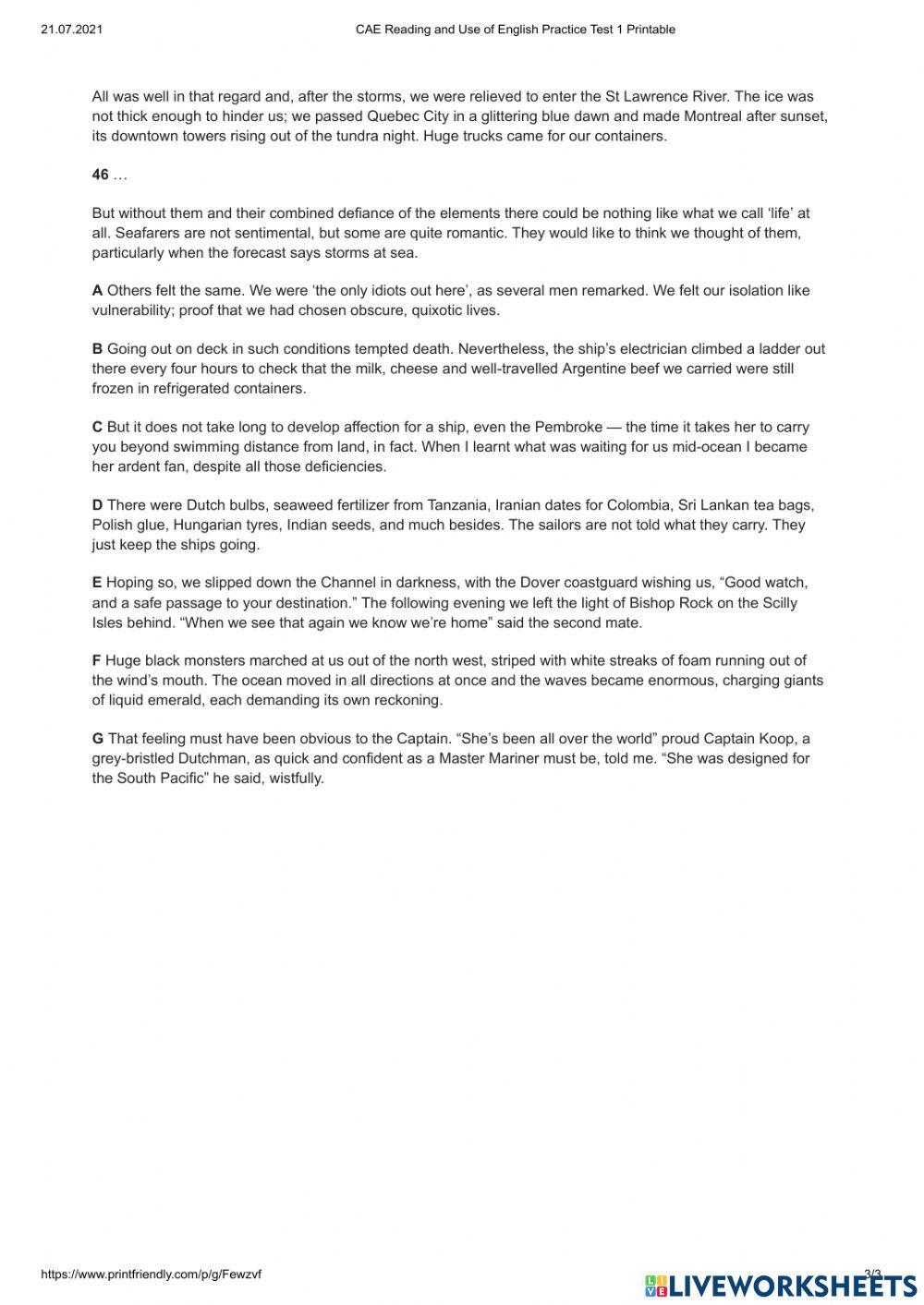 Advanced Reading Practice test 5-8 test 1