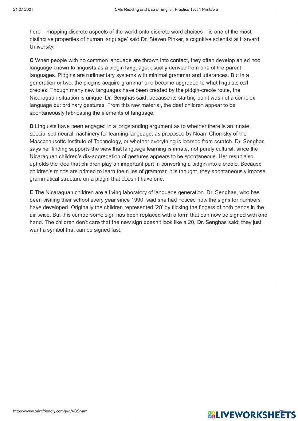 Advanced Reading Practice test 5-8 test 1