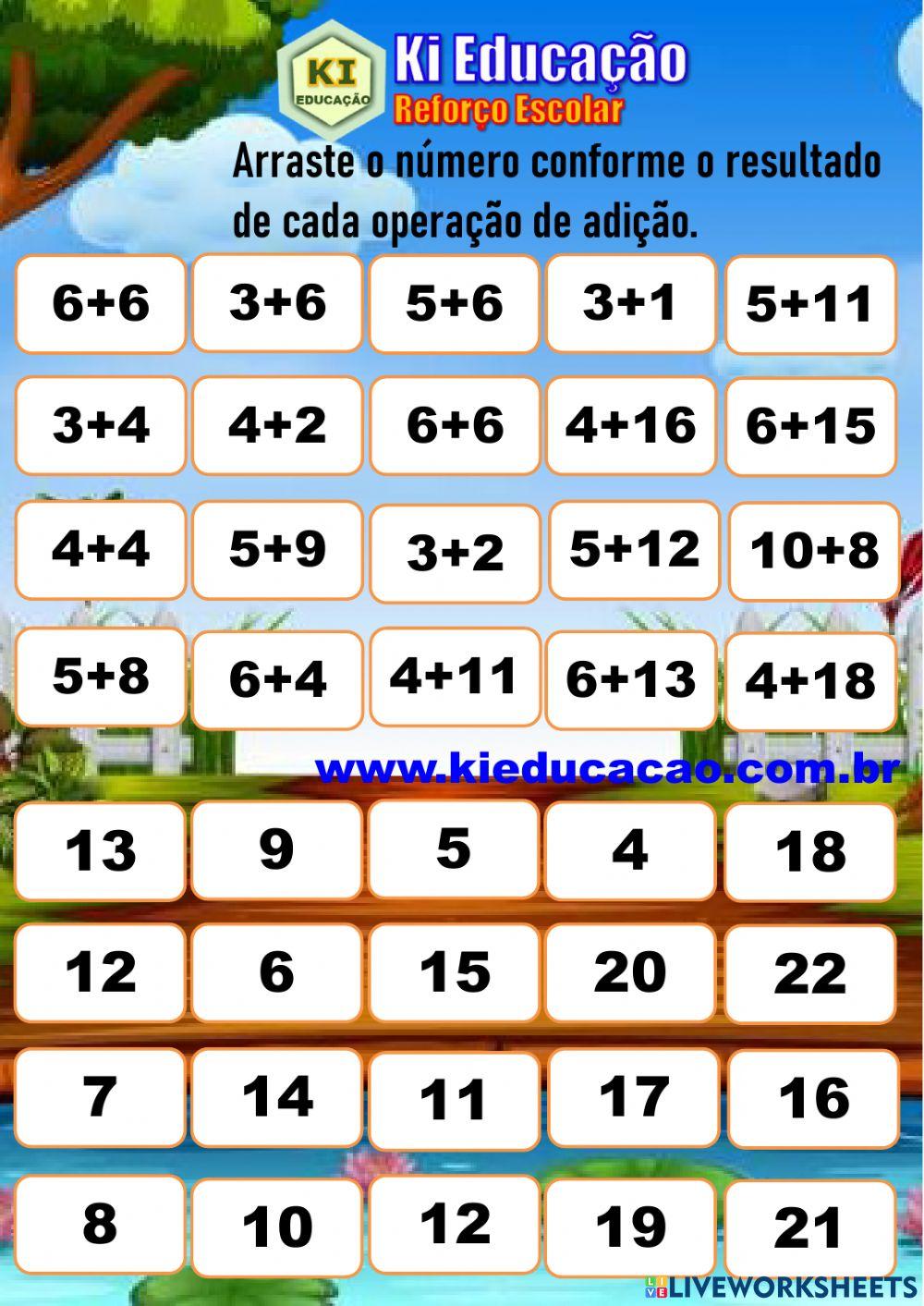 Adição - Arraste 1º ano Masc