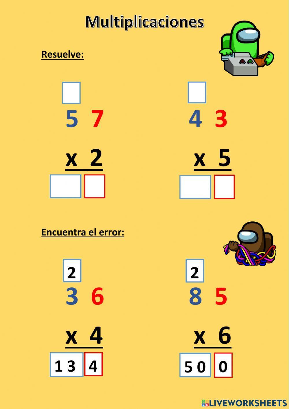 Multiplicaciones de una cifra