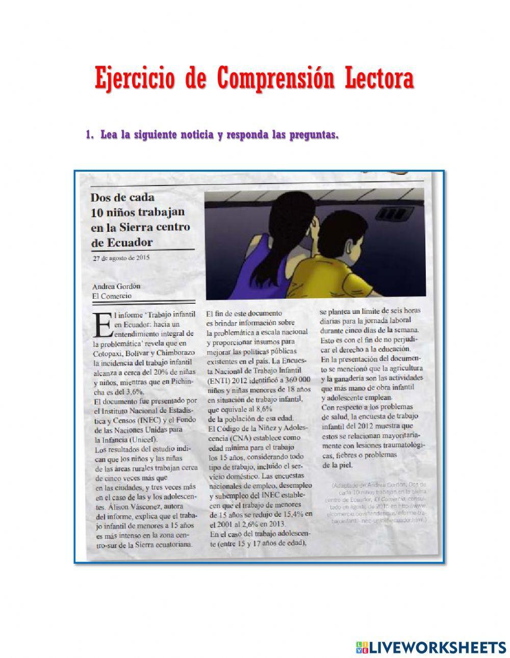 Ejercicios de lectura