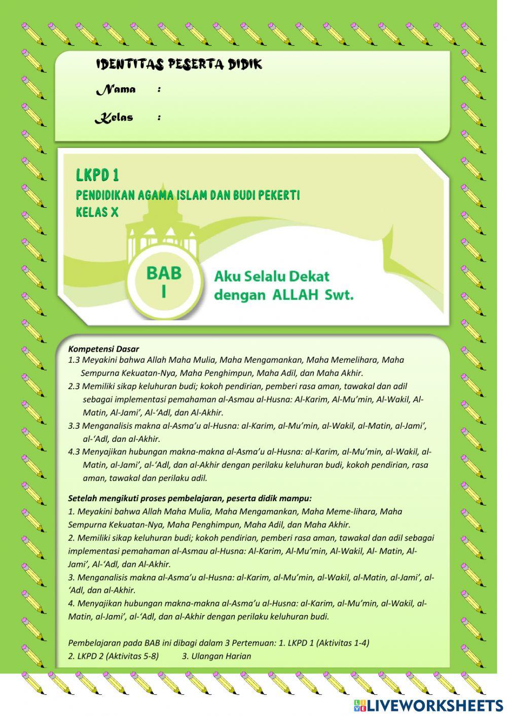 Lkpd 1 paibp kelas X bab 1 (pertemuan pertama)