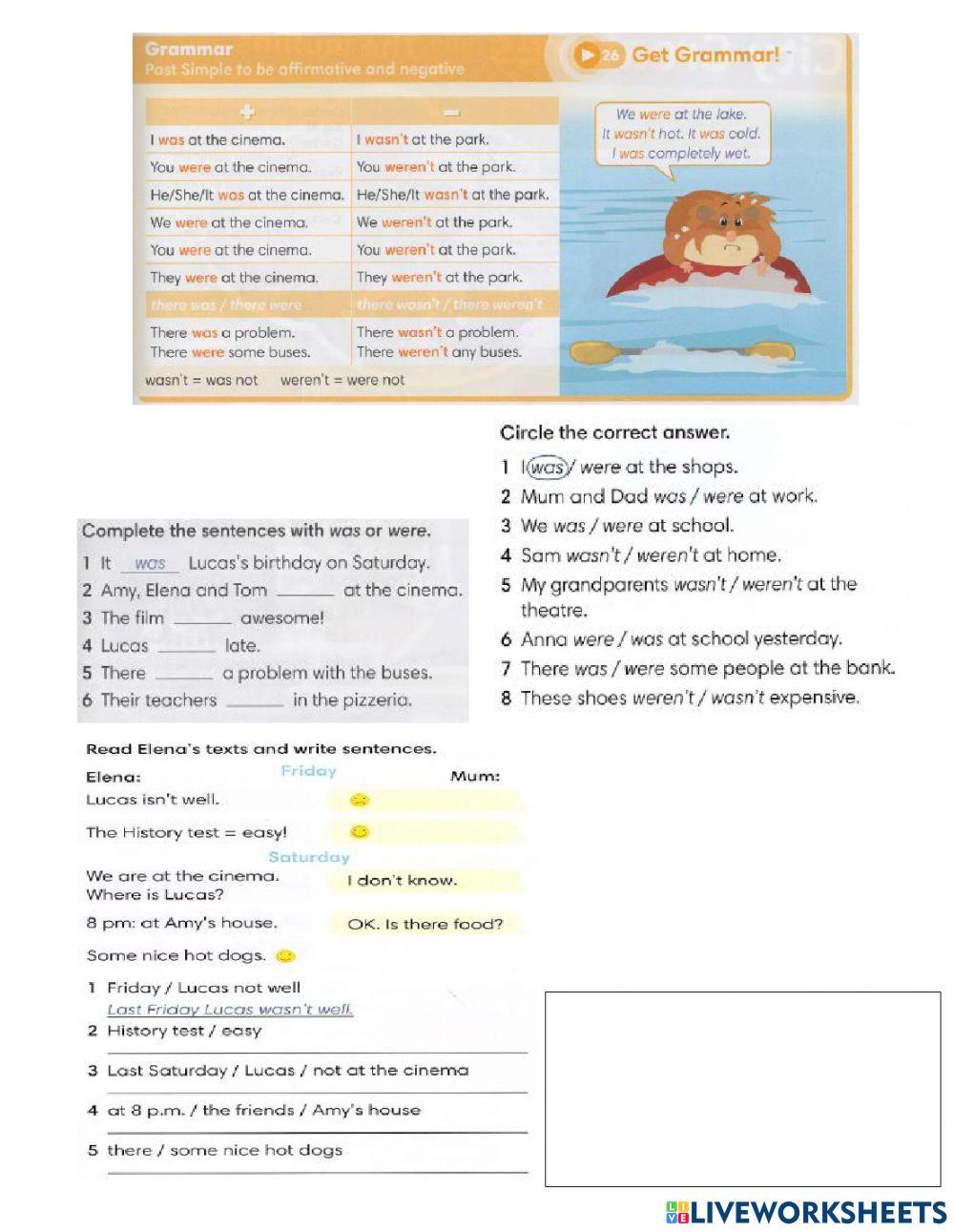 Unit 5 past simple verb to be