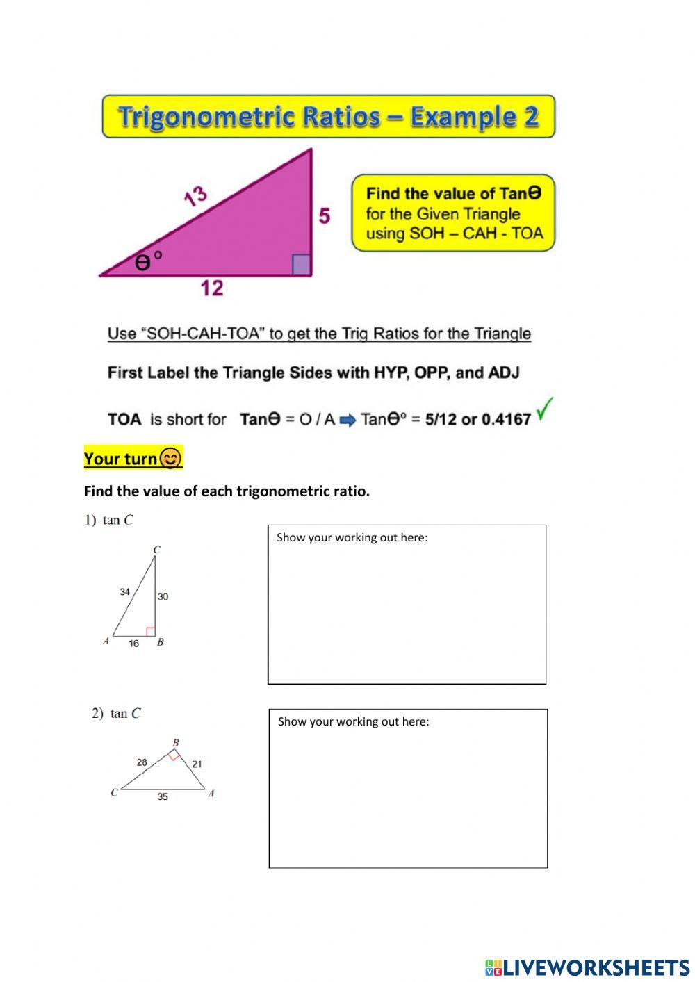 Trigonometric Ratios-Notes and Practise Questions