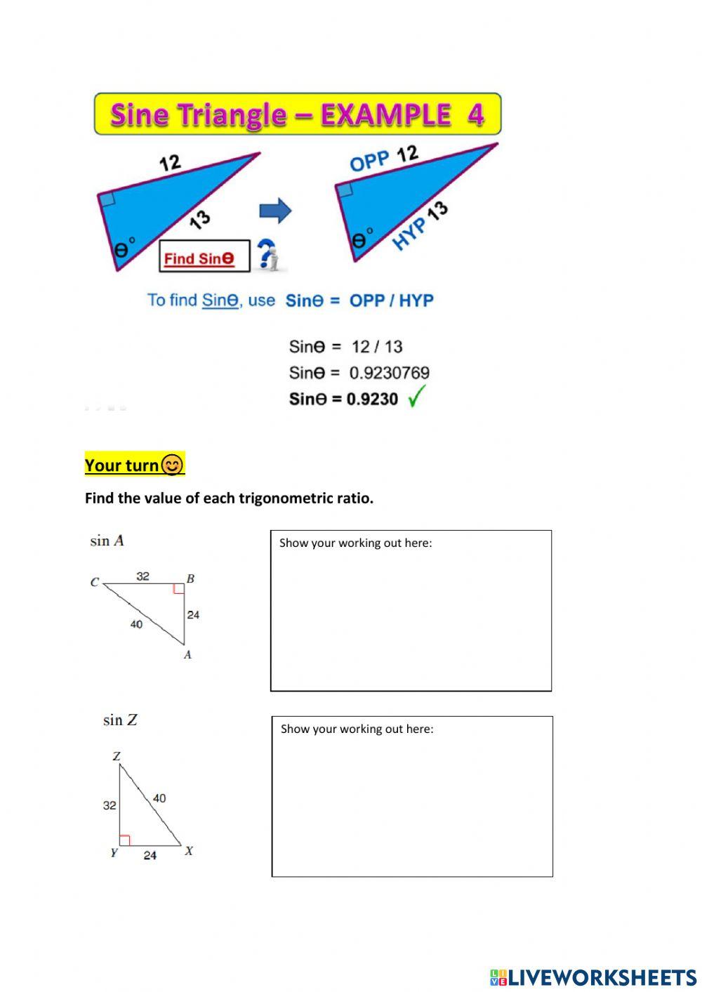 Trigonometric Ratios-Notes and Practise Questions