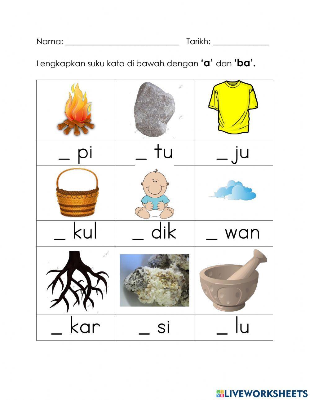 Suku Kata 'a' dan 'ba'