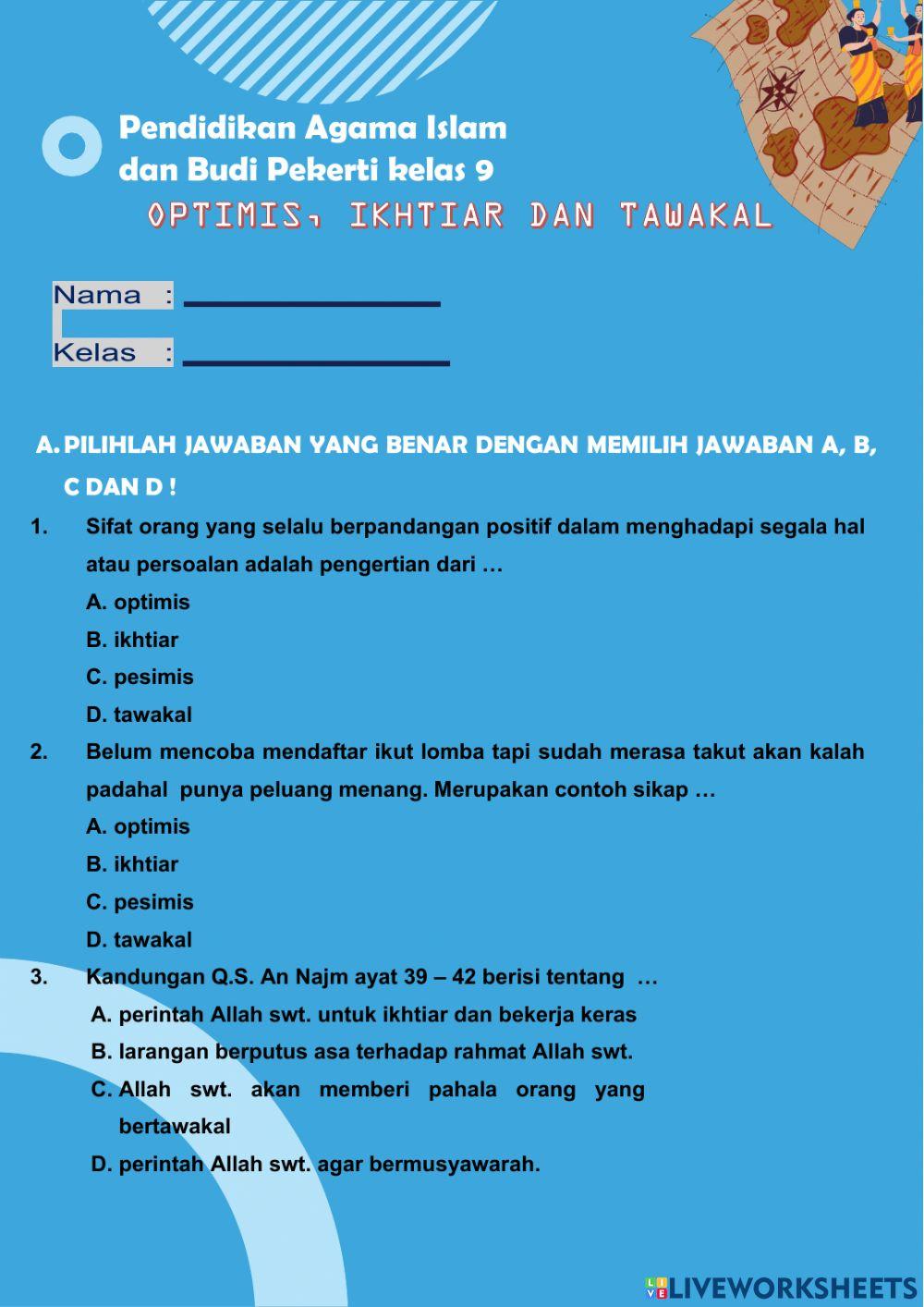 Optimis, ikhtiar dan tawakal