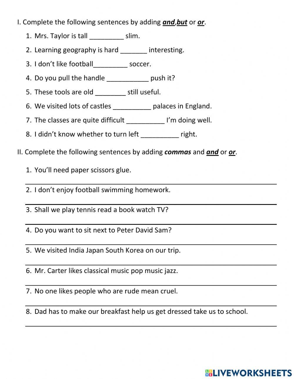 Conjunctions and,but,or