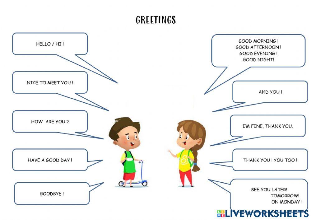 Greetings listen and repeat