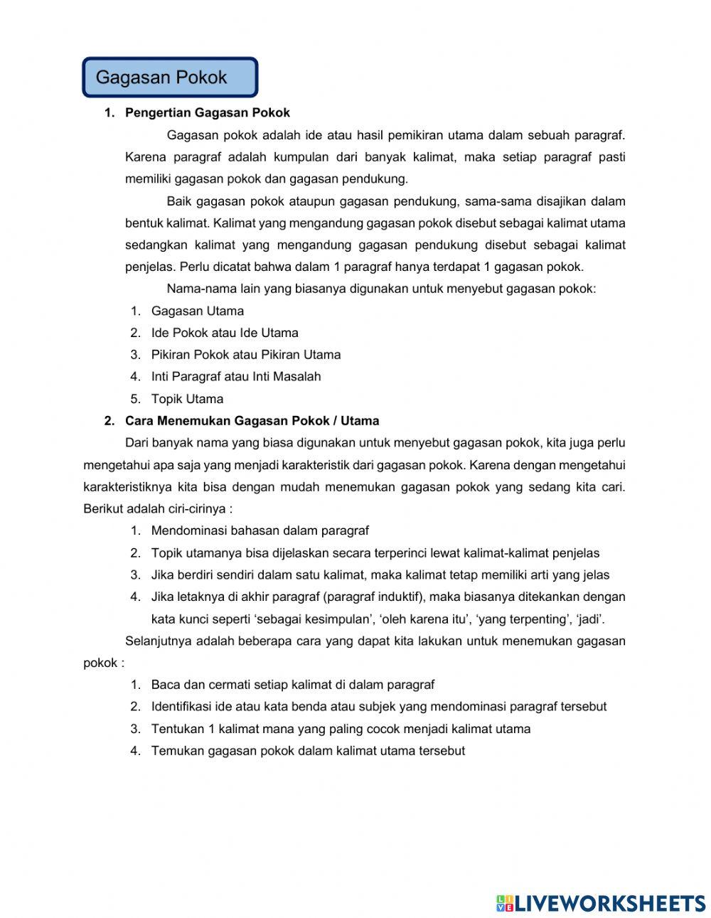 Gagasan Utama dan Pendukung