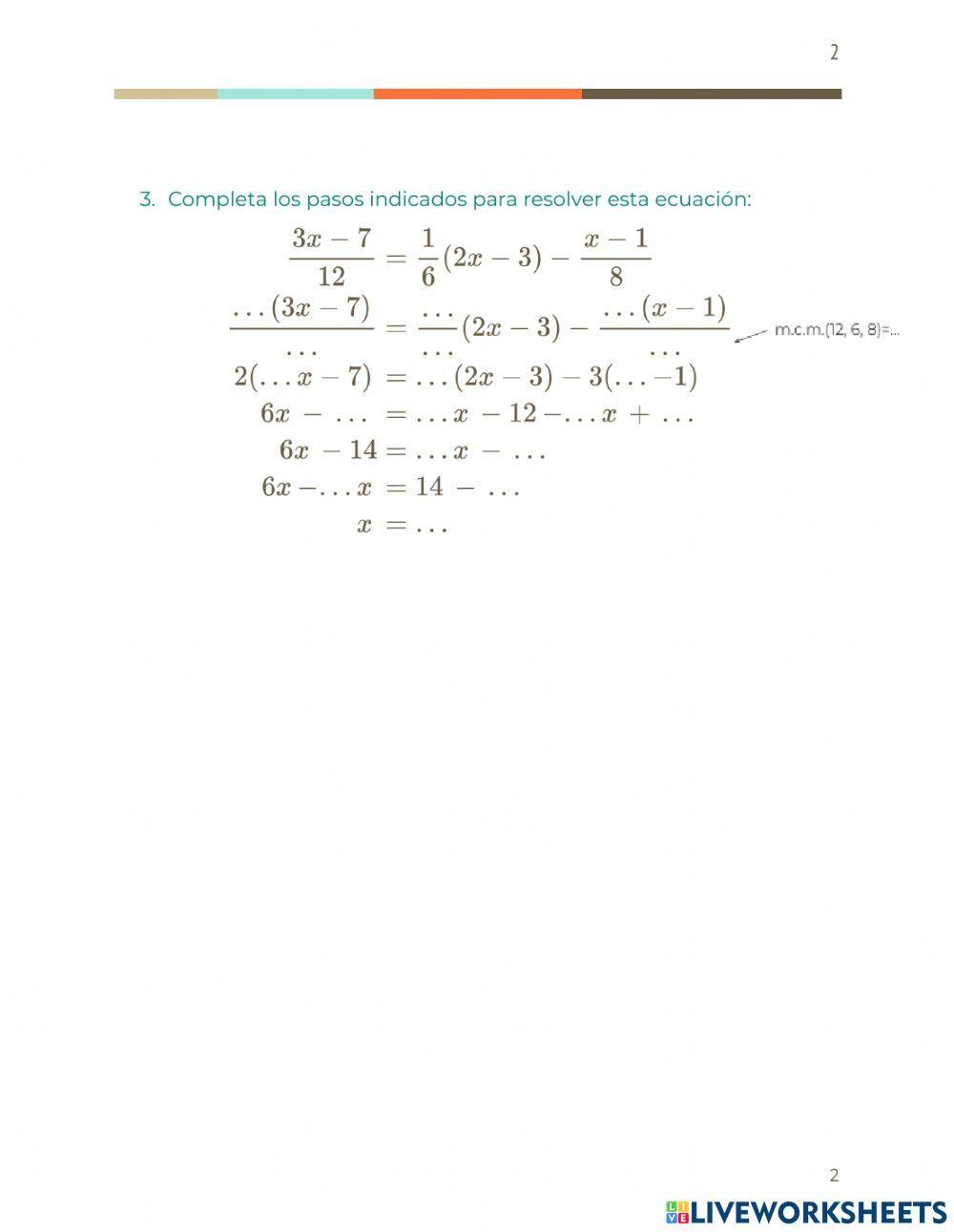 Ecuaciones de primer grado con fracciones