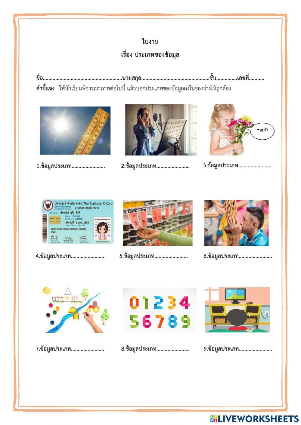 ใบงาน ประเภทข้อมูล