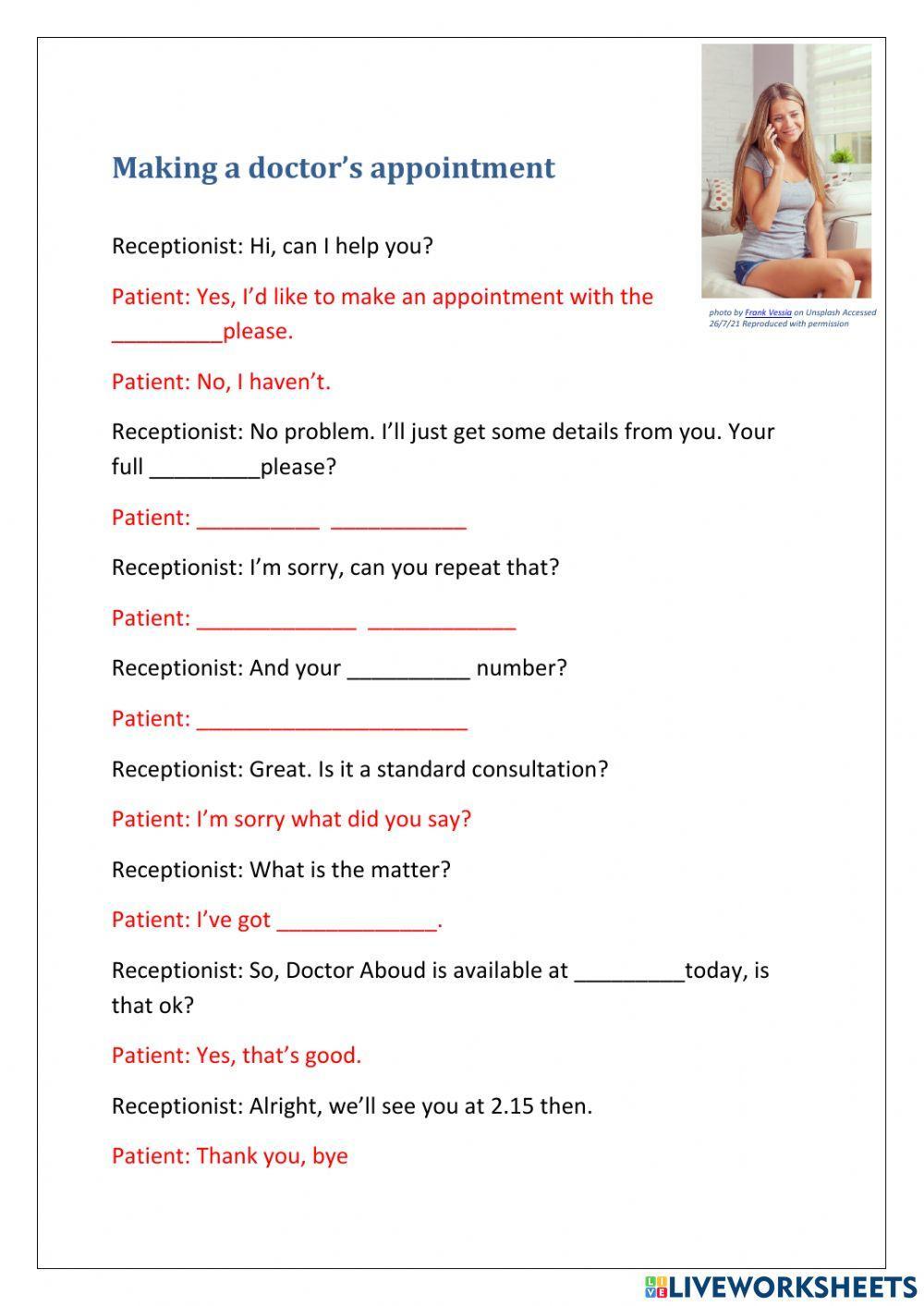 making-a-doctor-s-appointment-interactive-worksheet-live-worksheets