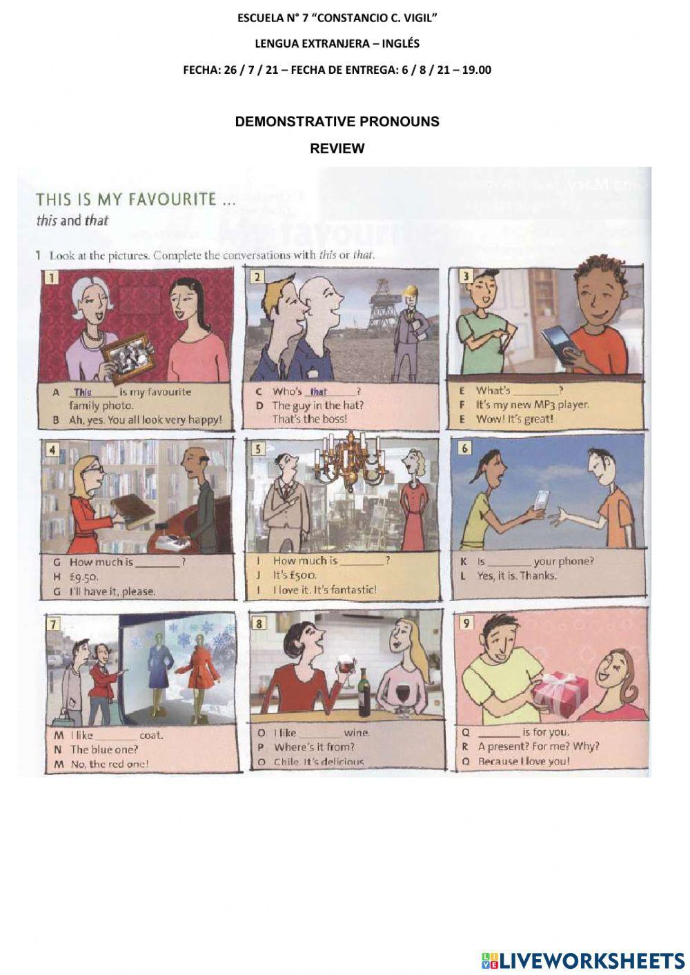 Demonstrative pronouns - Review