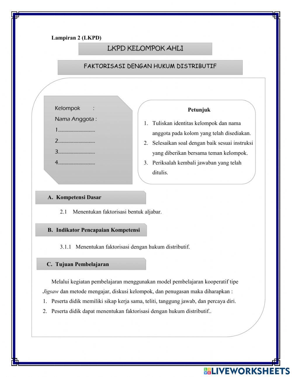 Faktorisasi Bentuk Aljabar