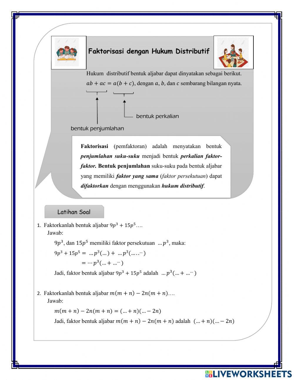 Faktorisasi Bentuk Aljabar