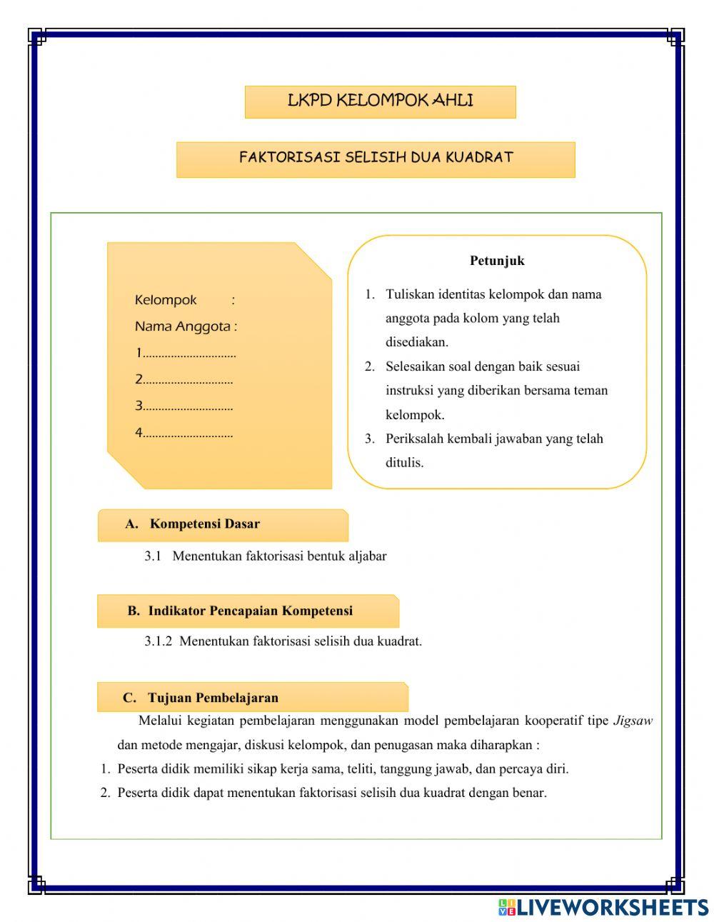 Faktorisasi Bentuk Aljabar