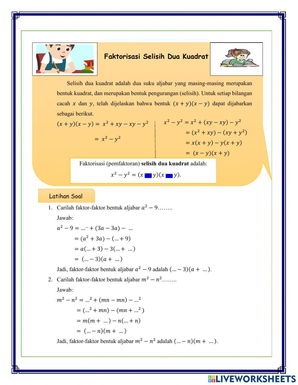 Faktorisasi Bentuk Aljabar