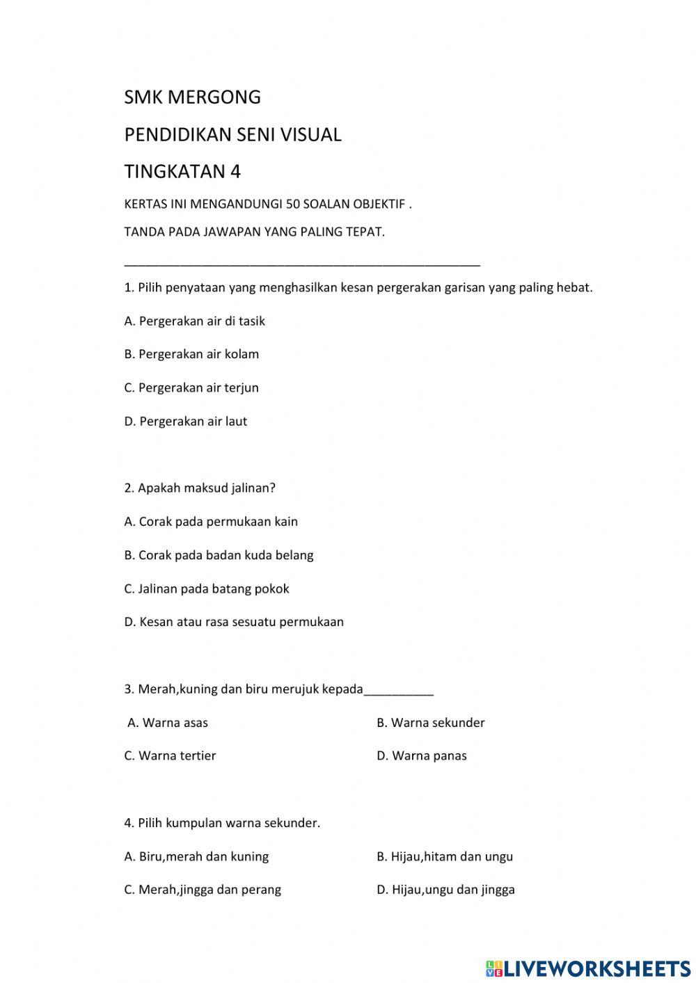Soalan psv objektif ting 4