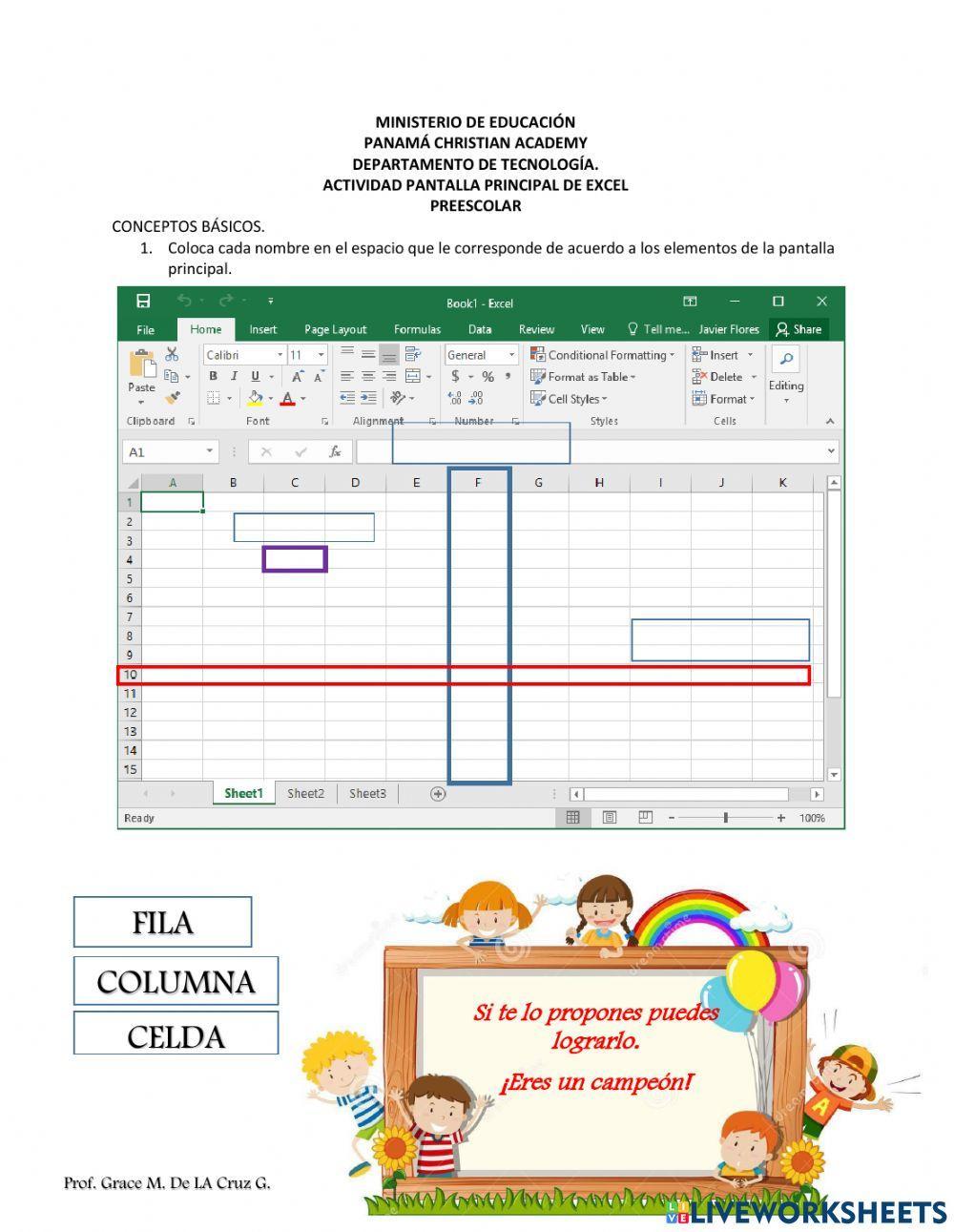 Excel para niños de preescolar