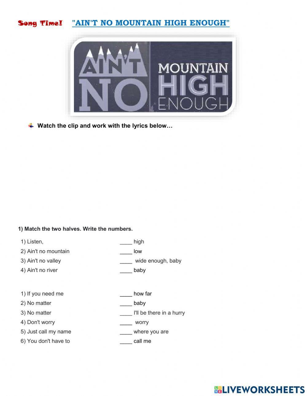 Song:-Ain't No Mountain High Enough-