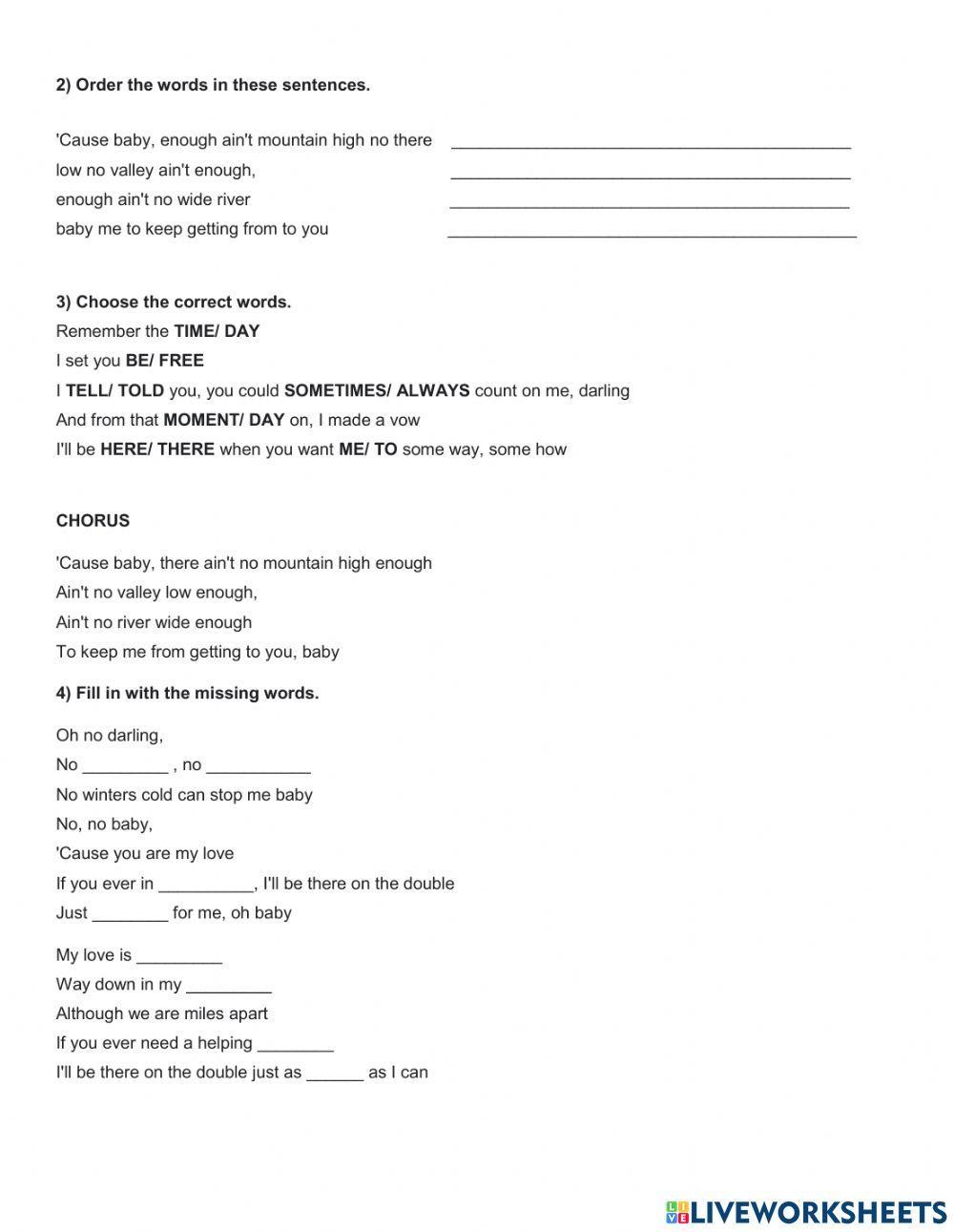 Song:-Ain't No Mountain High Enough-