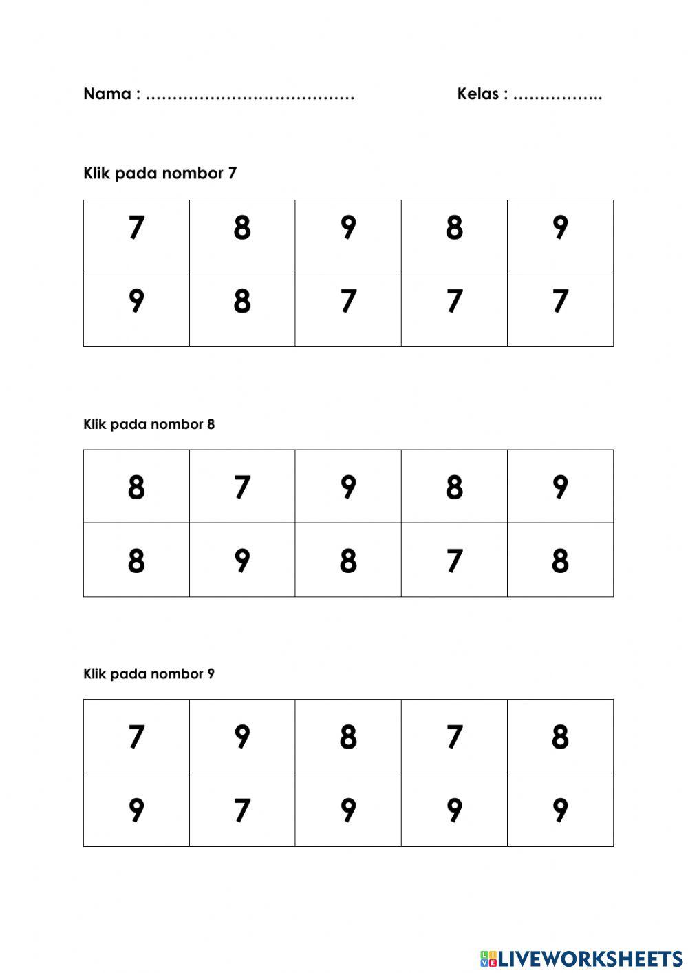 Nombor bulat 7hingga 9