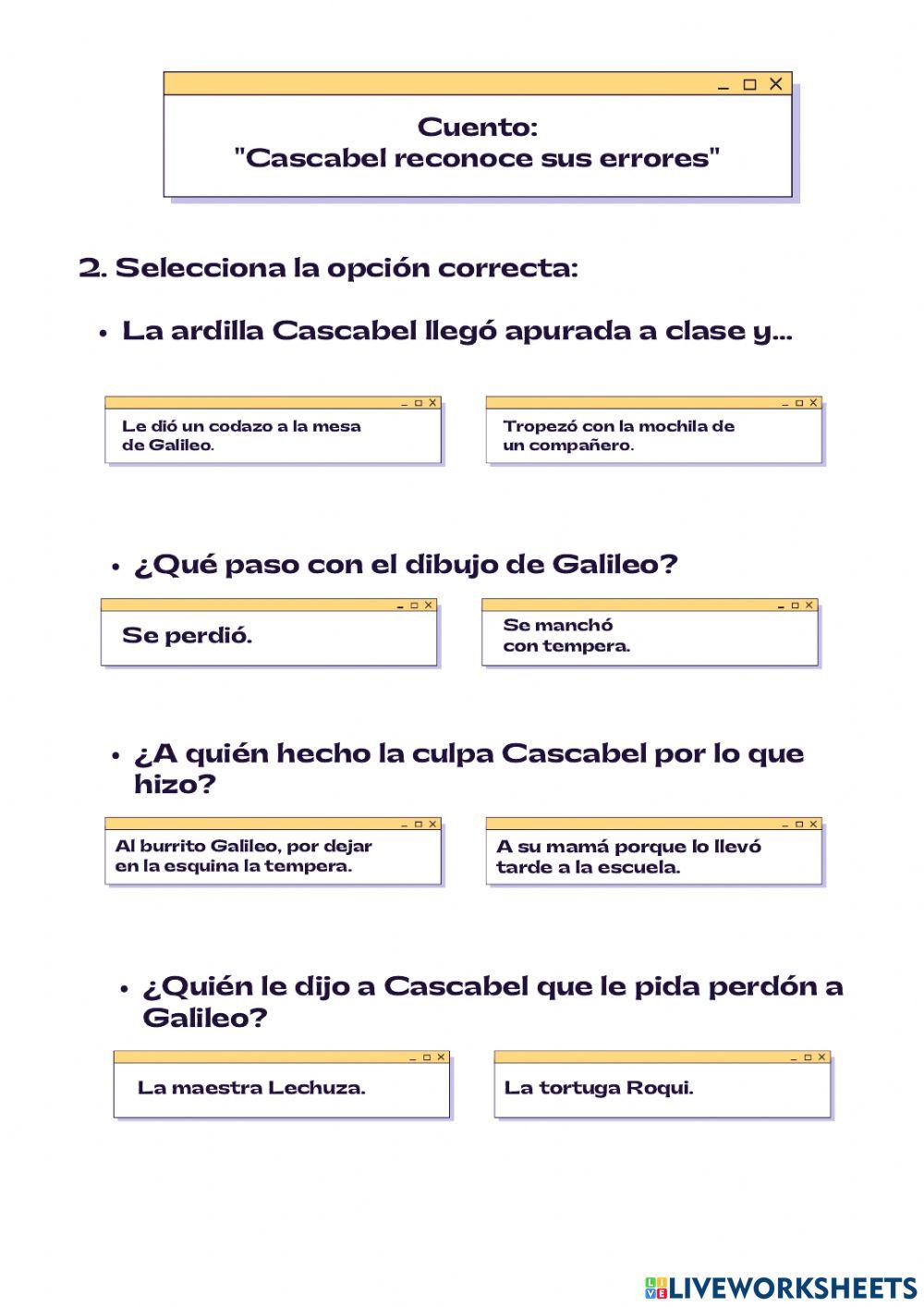 Cuento: Cascabel reconoce sus errores