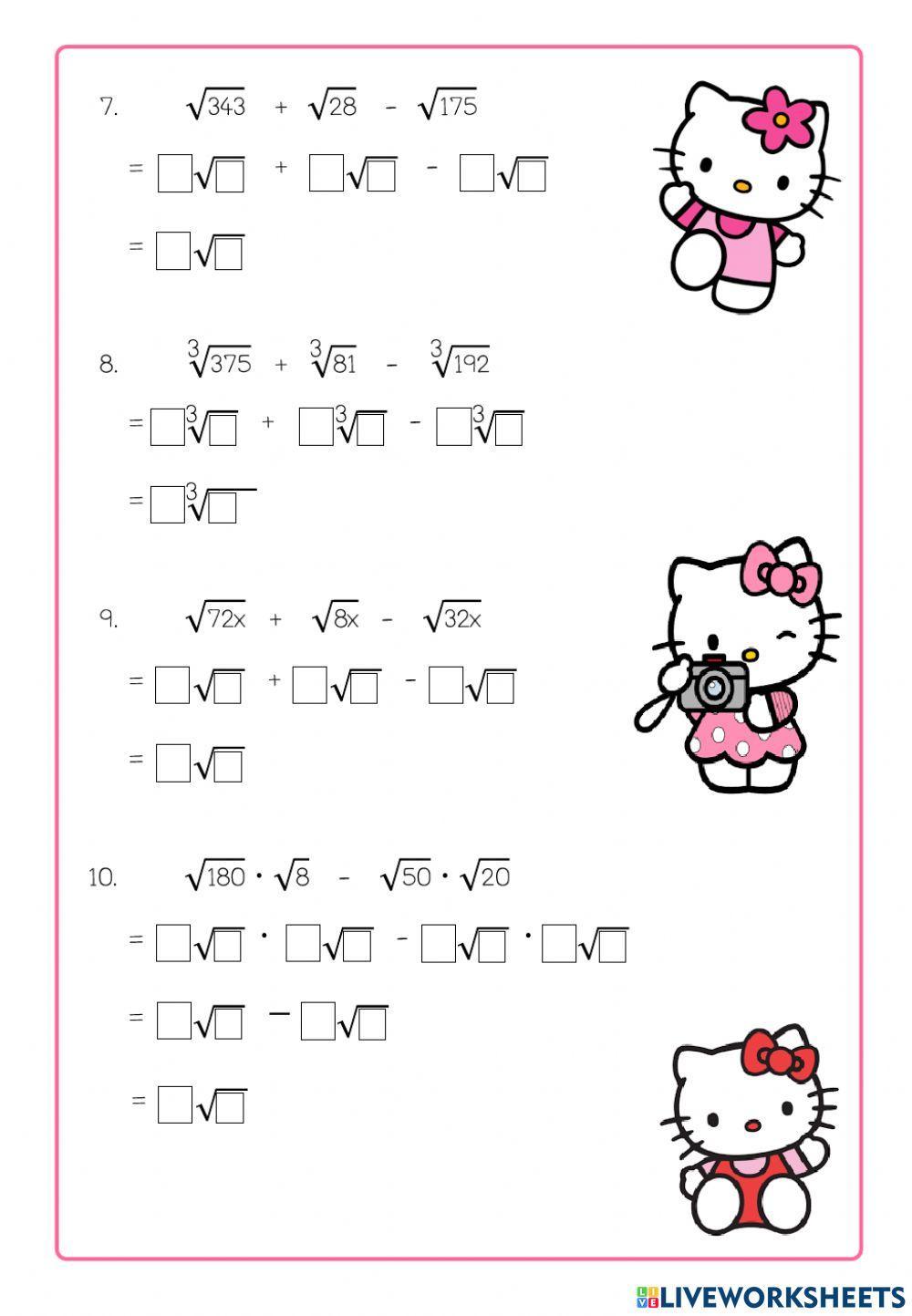 ใบงานการหาผลบวกและผลต่างของรากที่ n