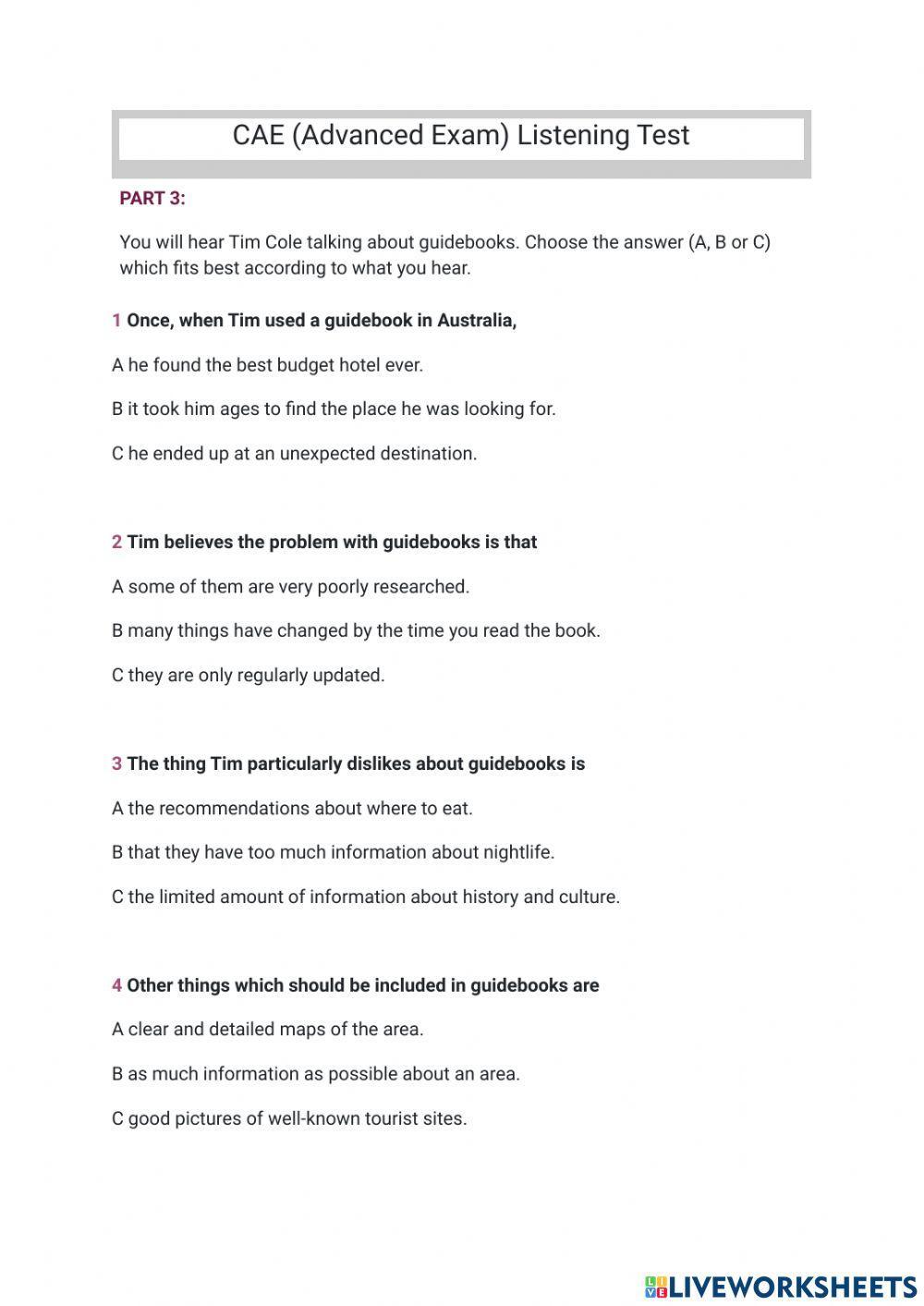CAE listening part 3