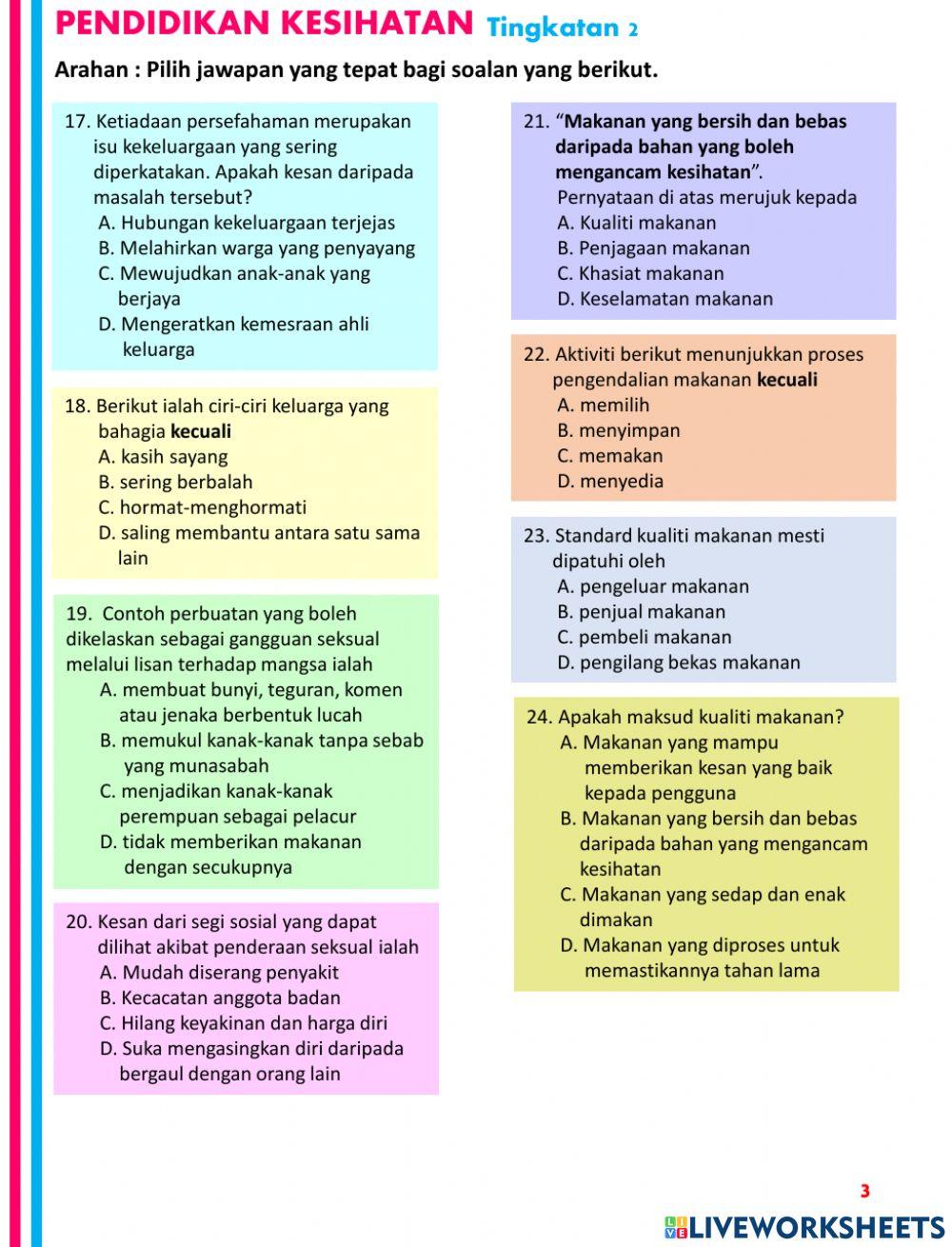 Ujian Pendidikan Kesihatan Tingkatan 2