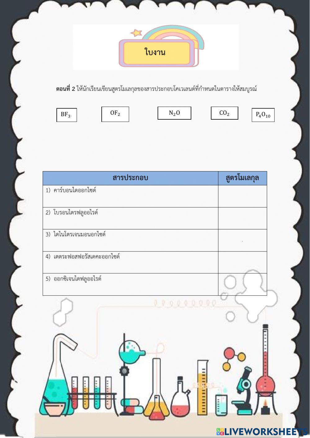 การอ่านชื่อสารประกอบโคเวเลนต์