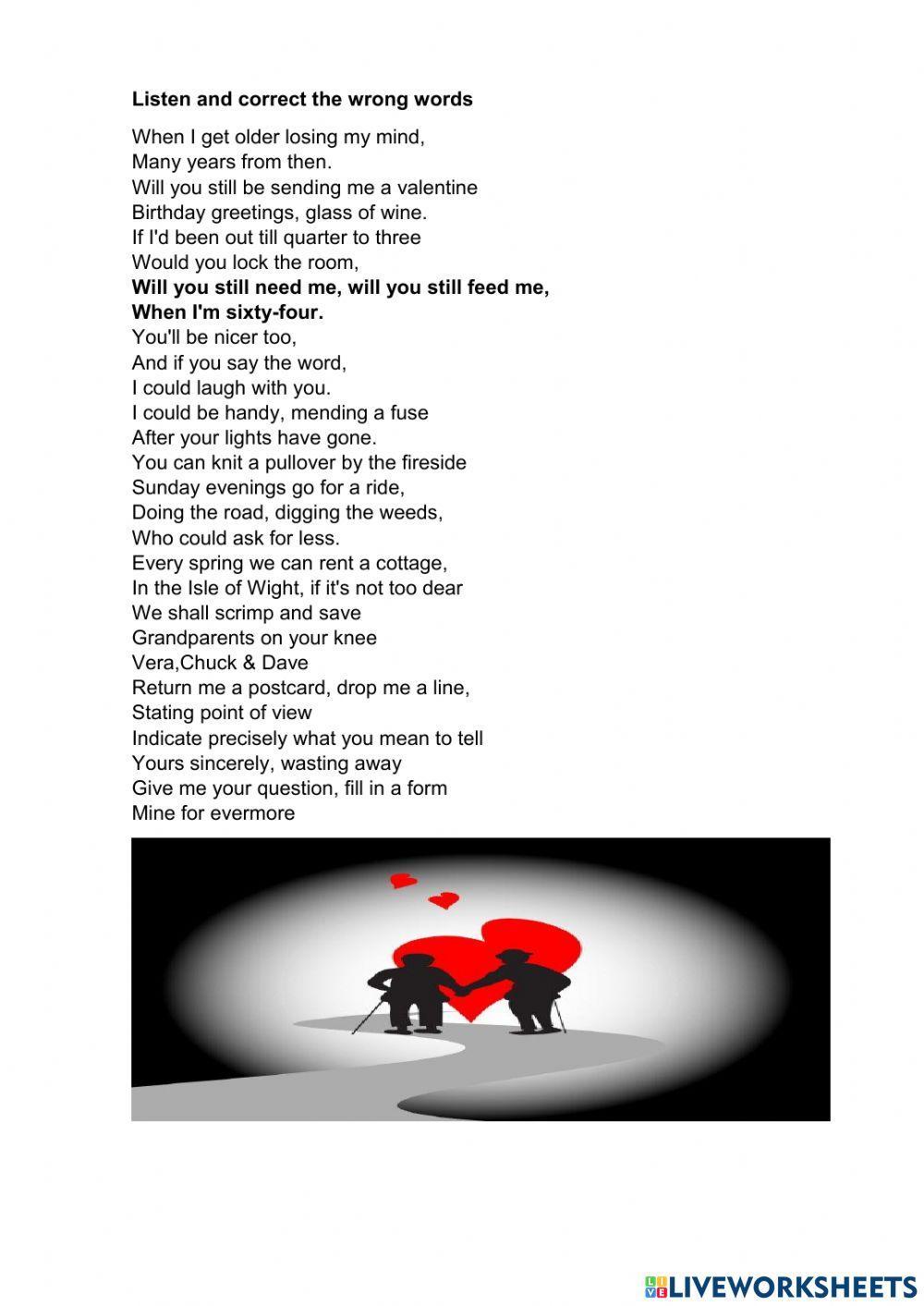 When I'm 64 listening task