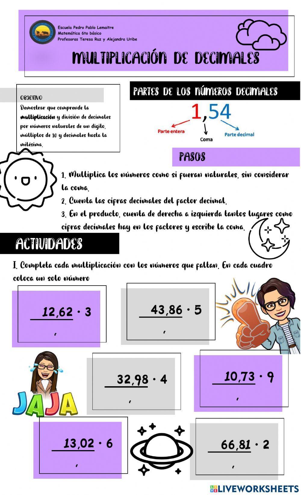 6to-Multiplicación de Decimales