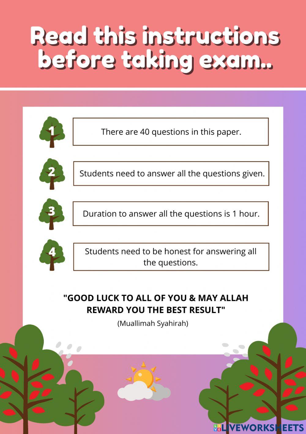 Ujian Penilaian Pertengahan Tahun (English Year 1)