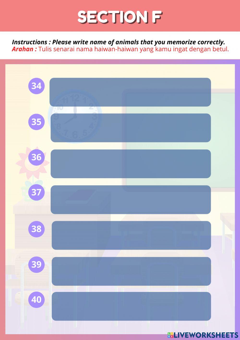 Ujian Penilaian Pertengahan Tahun (English Year 1)