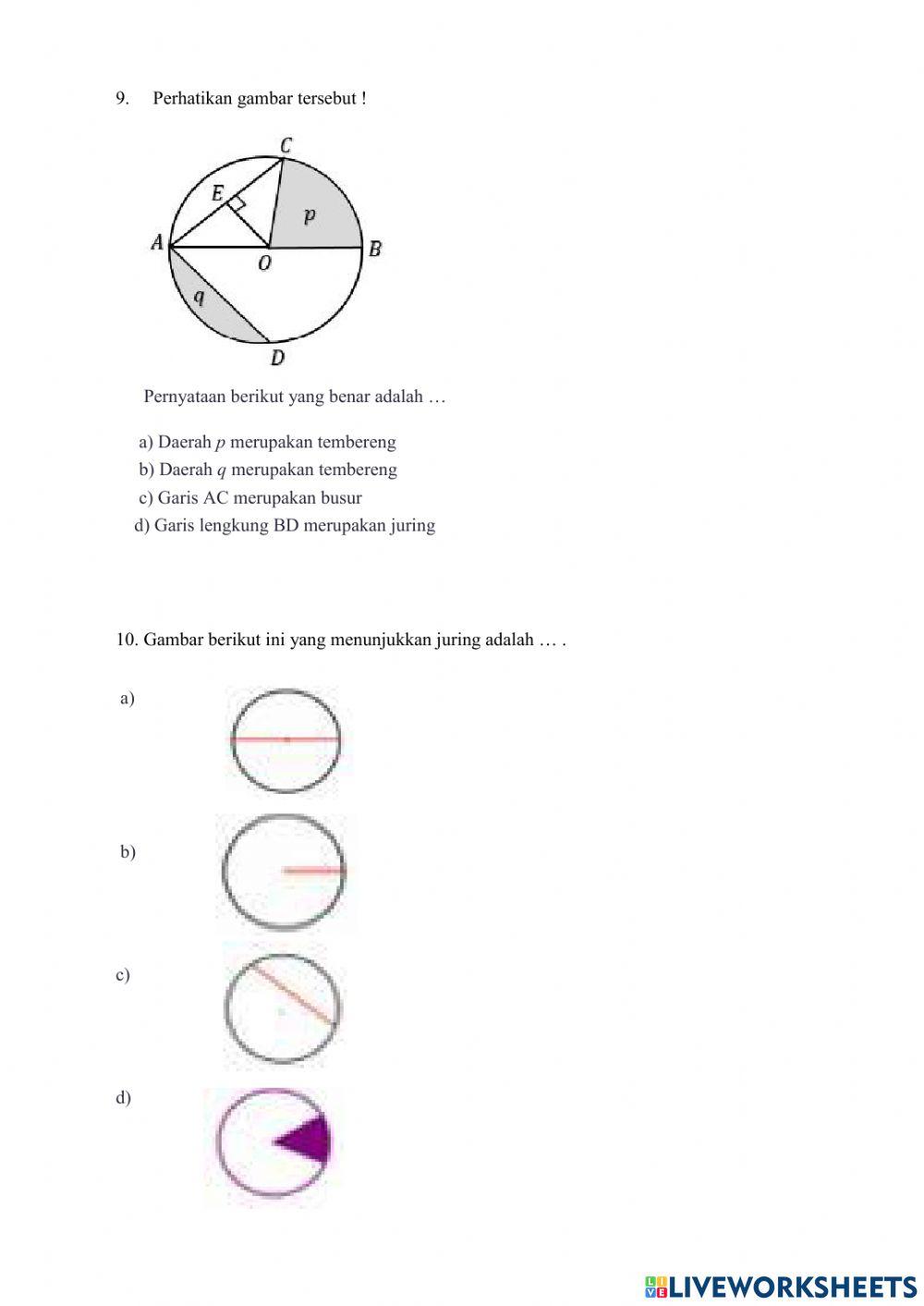 Latihan unsur -unsur lingkaran