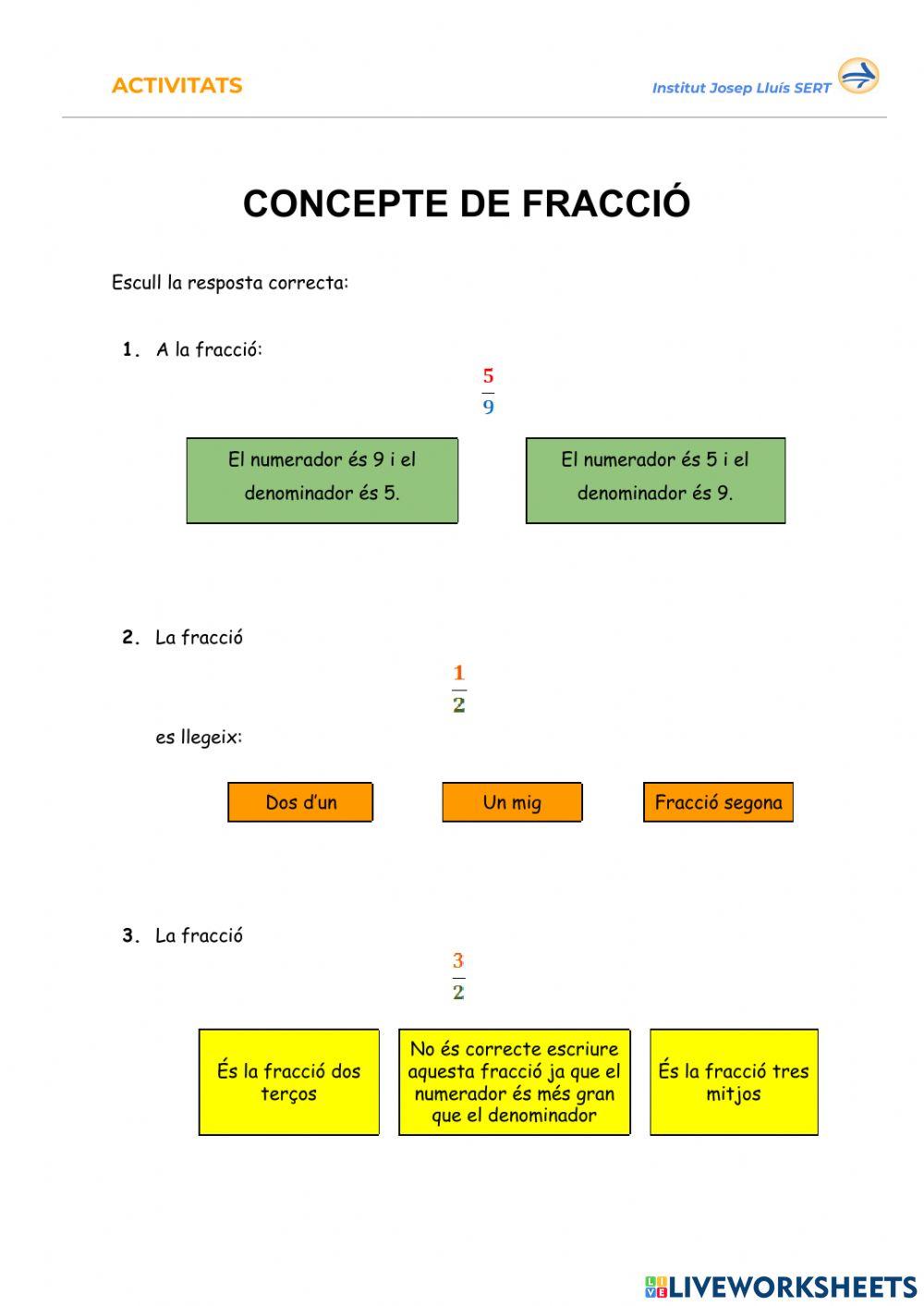 Concepte de fracció
